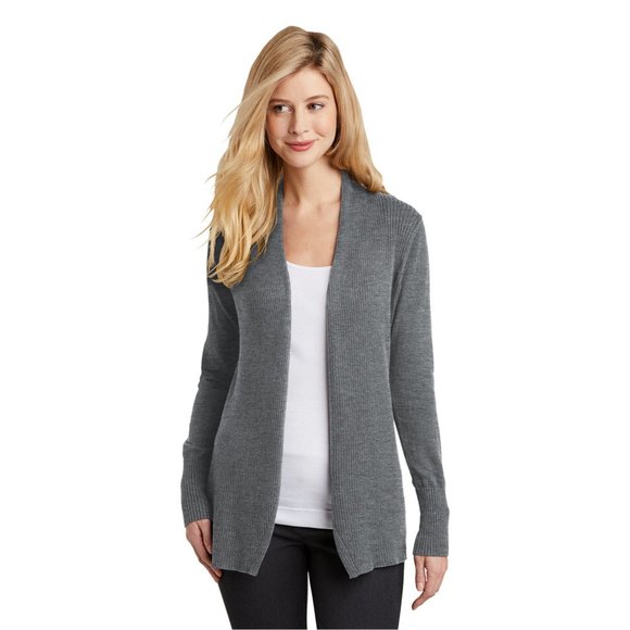 Talbots Cardigan Open Front Classic Cotton Grey M - Picture 1 of 15